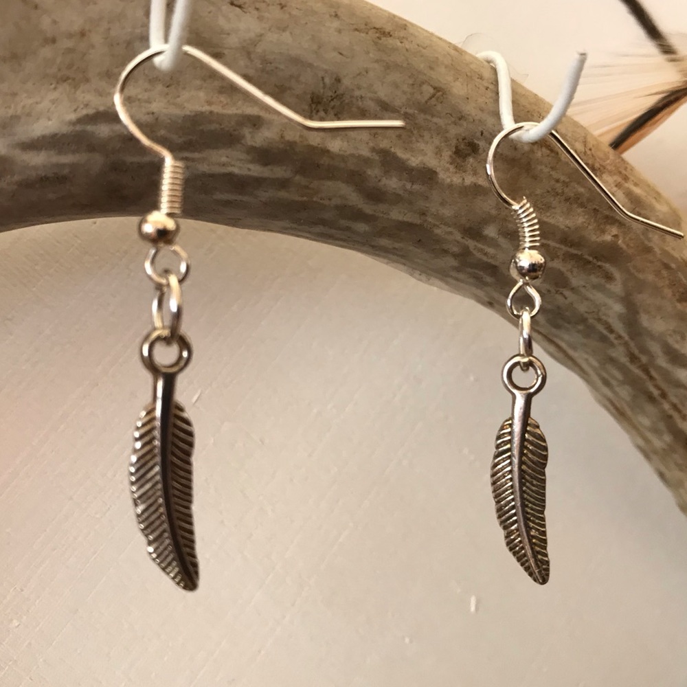 Sterling silver feather earrings